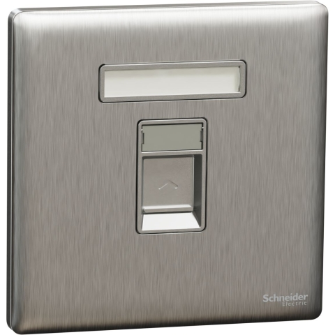 Schneider Electric 施耐德電氣 NUX31RJ6_SS UNICA X 單位RJ45 6類數據插座 (Keystone面板備防塵活門) (炫星銀)